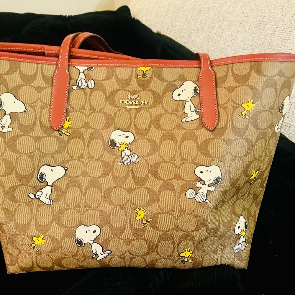 Coach Tan Snoopy and Woodstock Tote Bag-Limited Edition